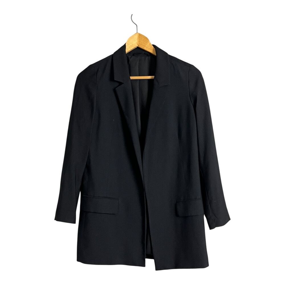 Allsaints Open Front Tailored Boyfriend Fit Blazer Jacket Preppy Twee Black 2 - Picture 1 of 7
